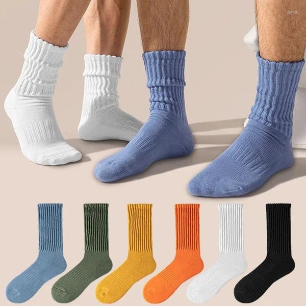 Calzini da uomo 1 paio Fondo asciugamano Lungo Colore caramella Moda Cotone Semplice Calzino da basket Divertenti Sport all'aria aperta Calze larghe