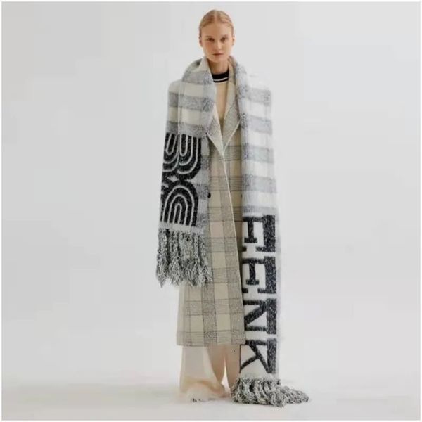 Lenços inverno mulheres extra longo grosso carta impressão franja cashmere cachecol xale marca de luxo designer quente cobertor neckscarves envolve 231219