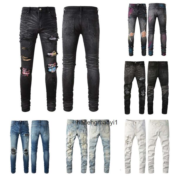 imiri Fashion Ripped Knee amari amiiri Designer Jeans Paige amirl Skinny Straight Slim Nichtelastische Amirlies Jeans Design Hose am Tear Herren Amis Tight Größe YJN4