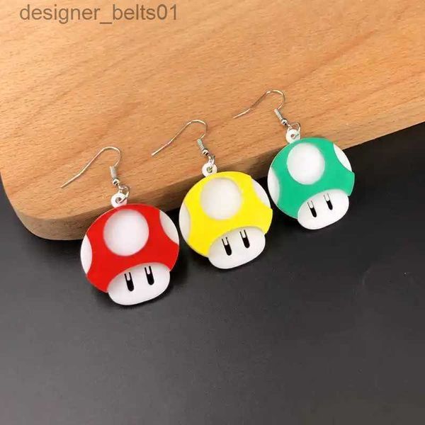 Dangle Chandelier Cartoon Carino Mushroom Head Personal Acrilic Eardrop Creative Emulational Emulational Orens Orecchine Student Child Giftsl231219