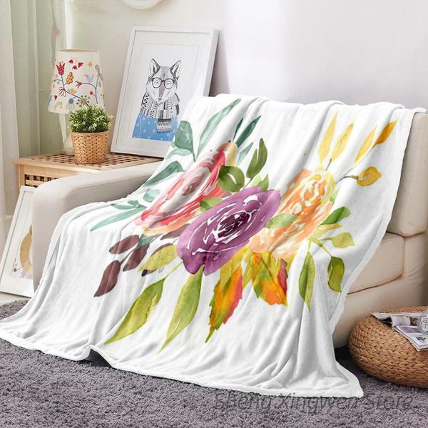 Cobertores Aquarela Boho Fig Abóbora Cobertor De Pelúcia Abóboras Quentes Aconchegantes Com Queda Decoração De Cama Macia Citação Manuscrita Flanela Para Sofá Cama