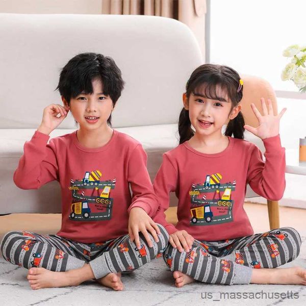 Pigiama Inverno Pigiama per bambini Ragazze Ragazzo Indumenti da notte in cotone Set di biancheria intima per bambini Set di pigiami per animali di Natale Abbigliamento per bambini 2 pezzi Top Pantaloni