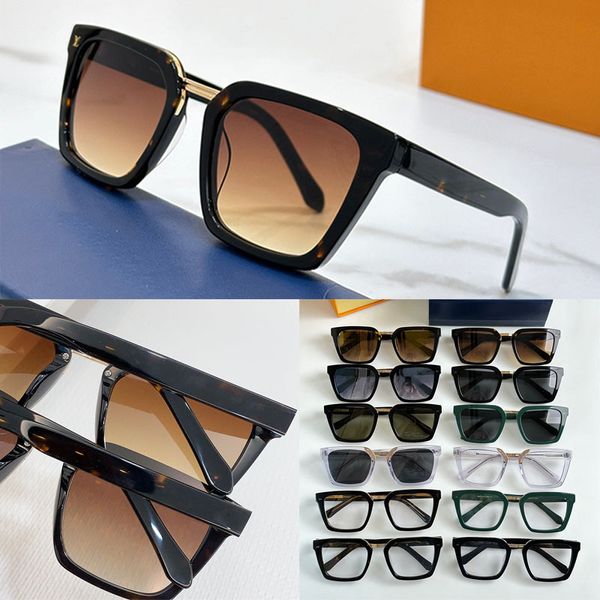 Designer-Sonnenbrille für Herren und Damen, Urban Square, modischer quadratischer Acetatrahmen, Metall-Nasensteg, Spiegeloberfläche mit Farbverlauf und Buchstabenaufdruck Z2090E, Urlaubsparty