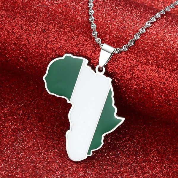 Collane con ciondolo Mappa Africa Nigeria Gioielli color oro Regalo africano