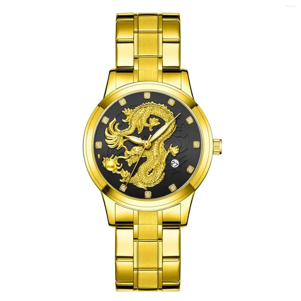 Orologi da polso Stile europeo-americano Casual da uomo Orologio al quarzo in oro di lusso Atmosfera da uomo elegante