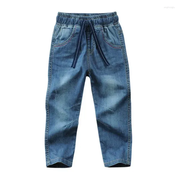 Pantaloni Pantaloni primaverili in denim per ragazzi Stile sottile Classico elastico in vita con coulisse Jeans casual per bambini per bambini di età compresa tra 2 e 14 anni