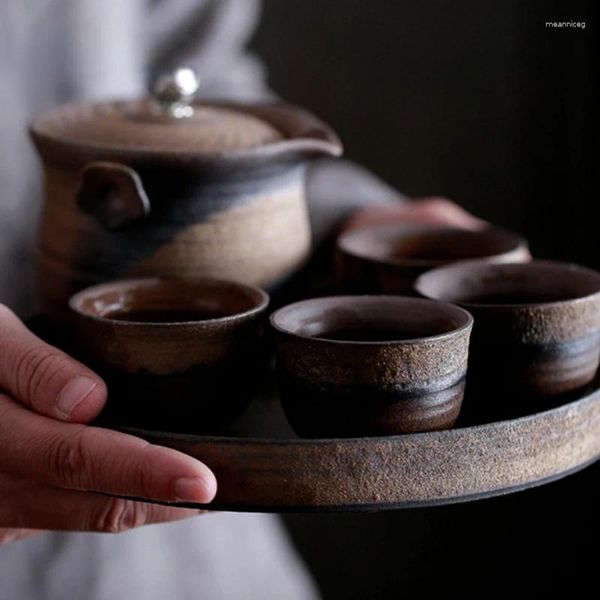 Conjuntos de utensílios de chá conjunto inteiro retrô cerâmica xícara de chá estilo japonês