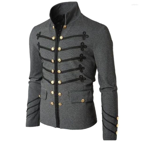 Jaquetas masculinas militar medieval jaqueta colarinho vintage retro roupas stand vestido punk casaco steampunk gótico homens