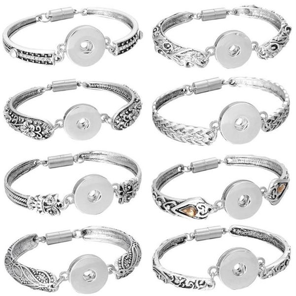 Bracelets porte-bonheur bouton pression bijoux Bracelet magnétique pour femmes 18mm boutons interchangeables Bangles2823