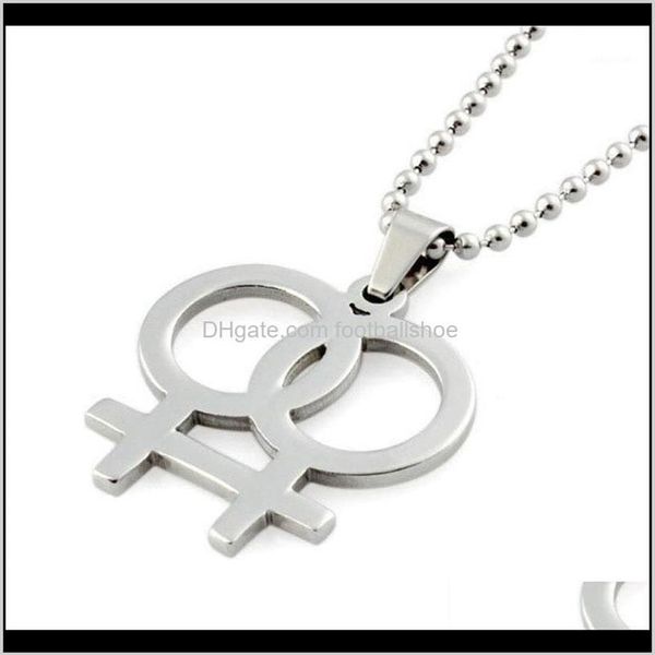 Anhänger Schmuck Mode Regenbogen Halskette Lesben Halsketten Anhänger Für Frauen Gay Pride Silber Farbe Schmuck Perle Kette Link 24Inc2098