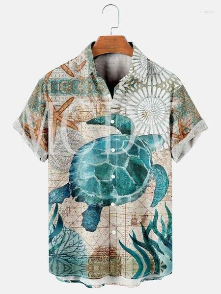 Camicie casual da uomo Camicia hawaiana con stampa 3D all-over tartaruga da uomo per donna manica corta traspirante