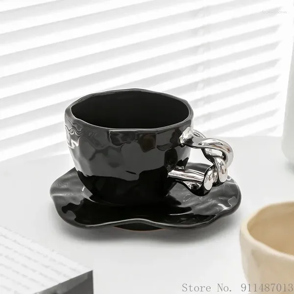 Canecas 1 pc criativo alta beleza luz caneca de luxo com alça presente itens domésticos chá da tarde cerâmica água leite xícara de café e placa