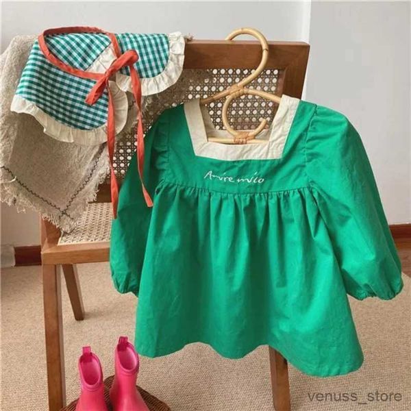 Vestidos da menina verão verde lolita criança bebê meninas casual midi vestido crianças vestidos de festa princesa vestido de verão da criança menina roupas vestido