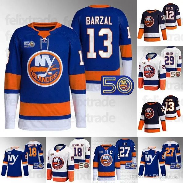 Outfit New York''Islanders''Bo Horvat NY 2023 50-jähriges Jubiläumstrikot Mathew Barzal Casey Cizikas Nelson JeanGabriel Pageau Palmieri Bea