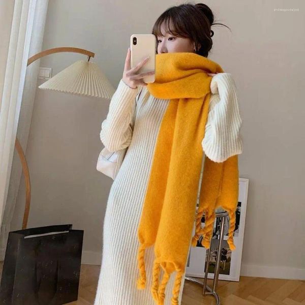 Lenços femininos lenço acolhedor inverno elegante tamel tamel design de pescoço grosso protetor de pescoço de vento longa lady shawl shawist