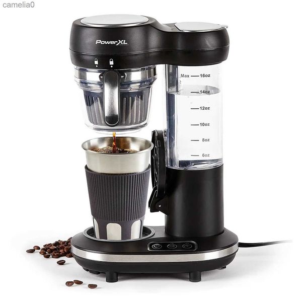 Кофеварки Кофеварка PowerXL Grind and Go Plus Автоматическая кофемашина на одну порцию с объемом 16 унцийL231219