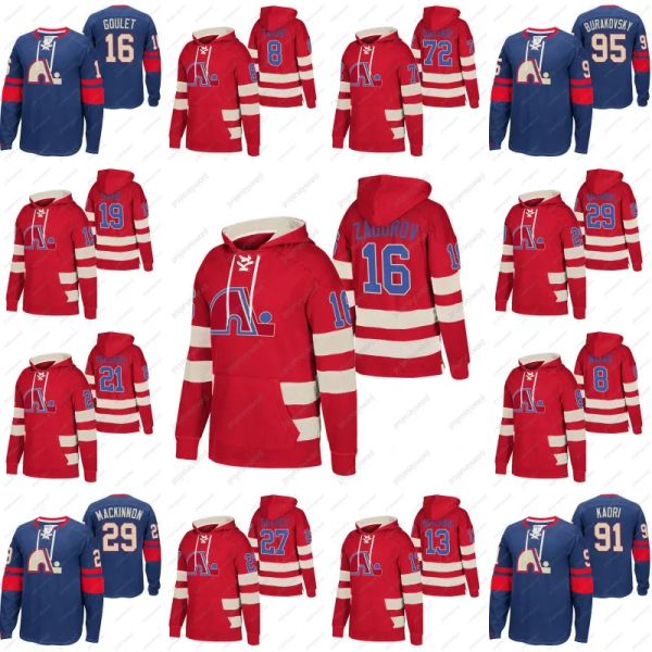 Felpe con cappuccio Quebec Nordiques Nikita Zadorov Peter Forsberg Mats Sundin Joe Sakic Cale Makar Andre Burakovsky Joonas Donskoi Maglie da hockey 45