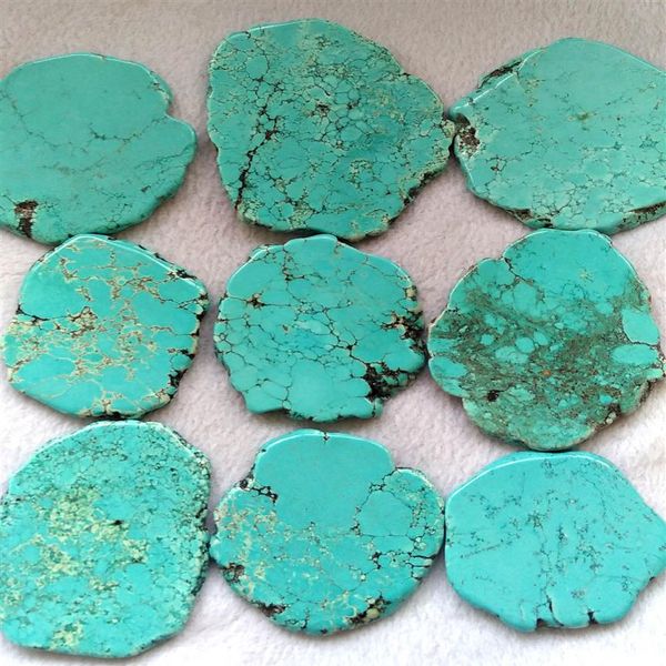 5pcs SLAB turquesa Turquoise Stone CABOCHON CARTA FORMA VEIAS POR NUGGETS PROTIVAS Encontrando 30-100mm4 de alta qualidade2771