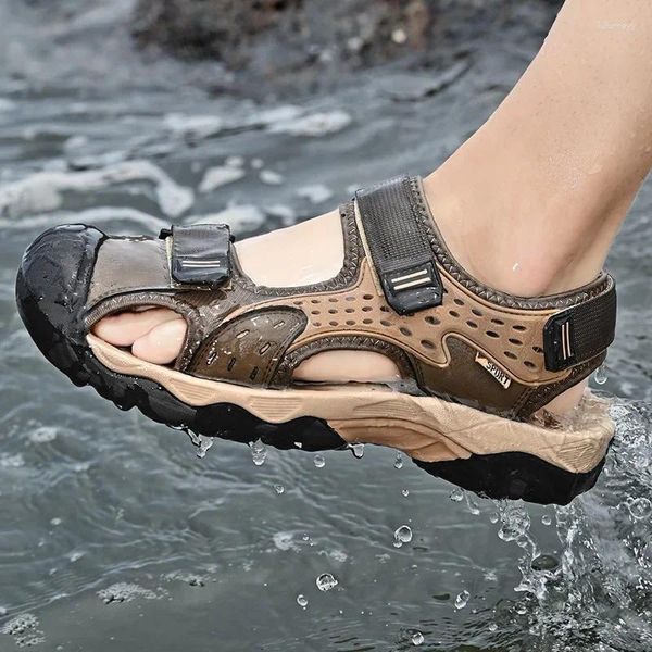 Sandalen Mode Sommer Freizeit Männer Schuhe Strand Hohe Qualität Echtes Leder Weiche Große Größe 38-46