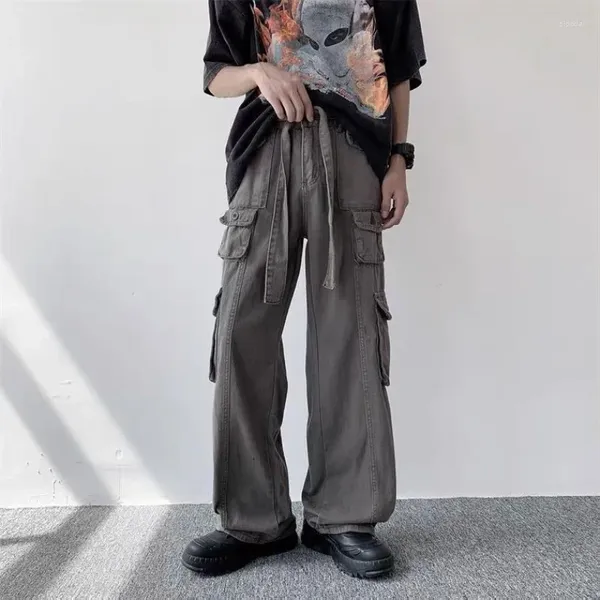 Herrenhosen Foufurieux Lässige Männer Cargo Baumwolle Lose Hosen Frauen Herren Kordelzug Overalls Multi Pocket Straight Joggers