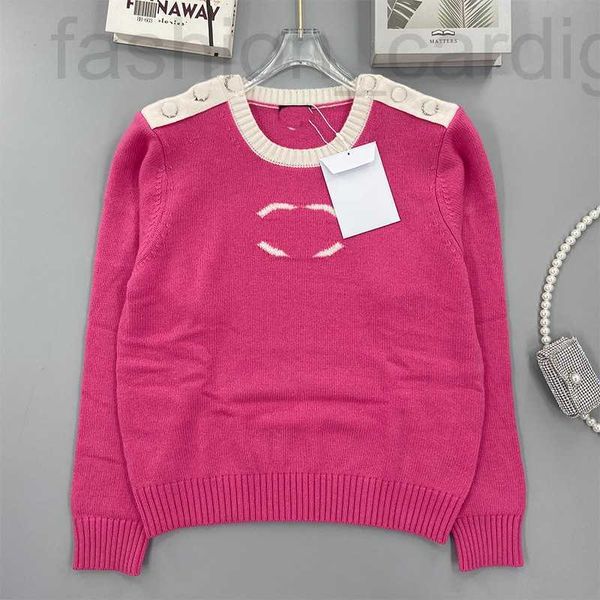 Maglioni da donna firmati Versione alta piccola fragranza rosa girocollo colore abbinato maglione lavorato a maglia a maniche lunghe nuova dolce ragazza adolescente ZUJE