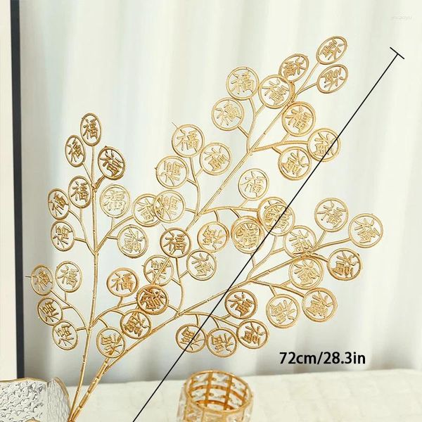 Fiori decorativi 10 pezzi Disposizione floreale Piante in plastica Decorazioni annuali Ornamenti dorati per secchielli per benedizione artificiali