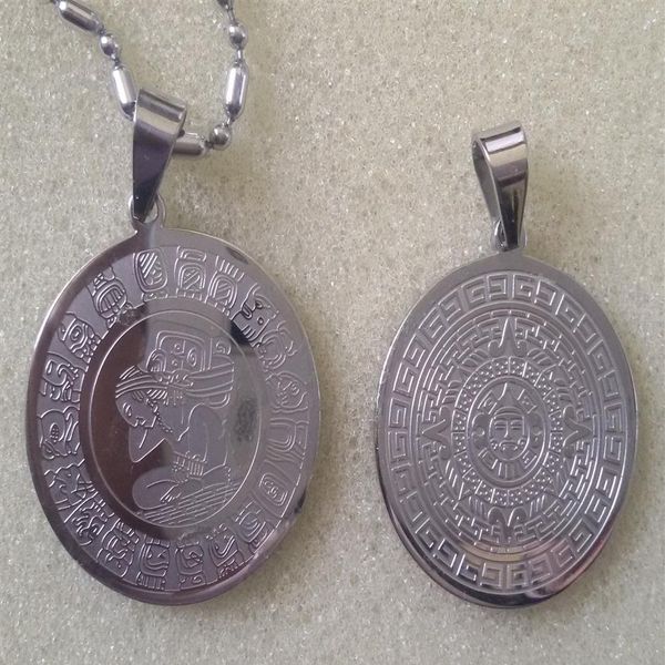 American Mexico Fashion 316L Edelstahl Maya-Münzenanhänger Maya-Prophezeiung Gedenkmünze Aztekenkalender Metallanhänger Fr224q