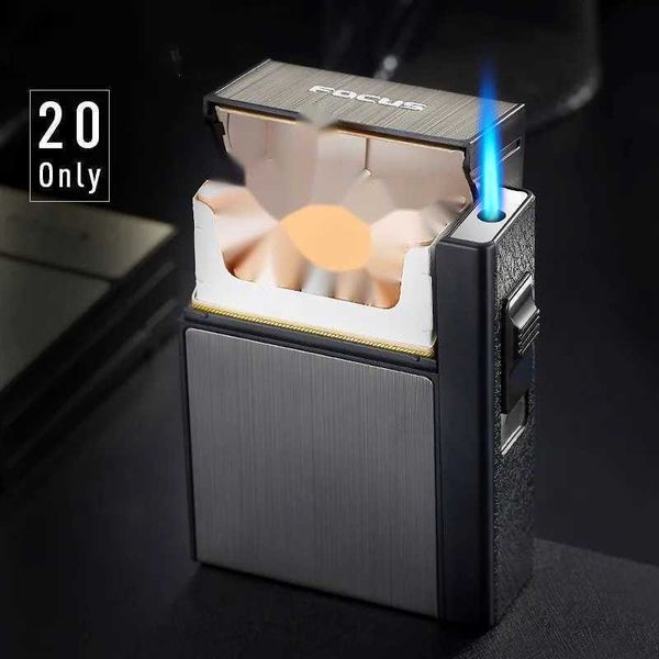 Accendino antivento in metallo antivento senza gas, rimovibile, può contenere 20 sigarette, sigaro portatile, regalo personalizzato per uomo