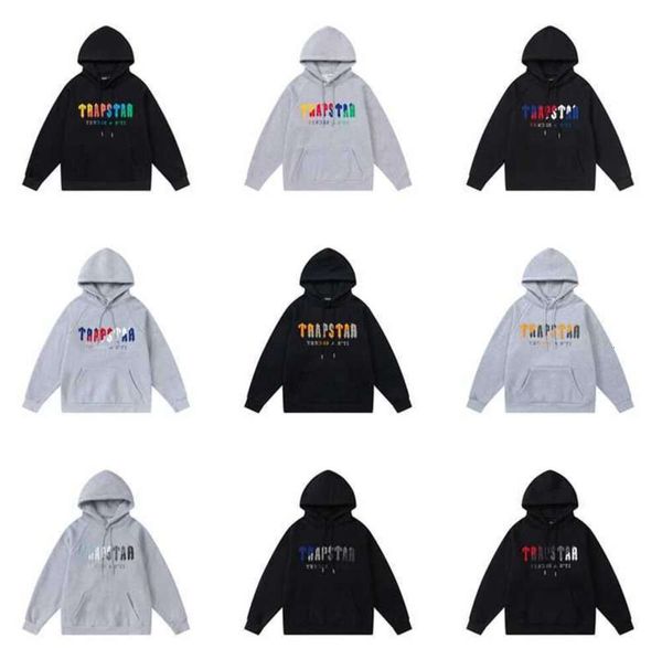 Designer Mode Kleidung Herren Trainingsanzüge Hoodies Trapstar Regenbogen Schal Stickerei Plüsch Hoodie Verschluss Reißverschluss Hosen Casual Anzug Rock Hip2234