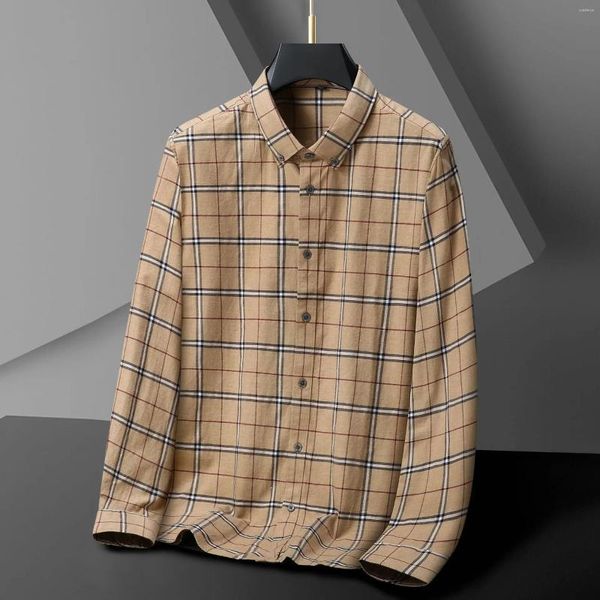 Männer Casual Shirts 2023 Herbst Und Winter Große Größe Langarm Hemd Gebürstet Baumwolle Plaid