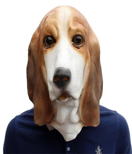 Máscara de látex de animal de rosto inteiro Adultos Basset Hound Cabeça de cachorro Máscaras de festa Cosplay Masquerade Fancy Dress Party para máscara de Halloween 220818110424