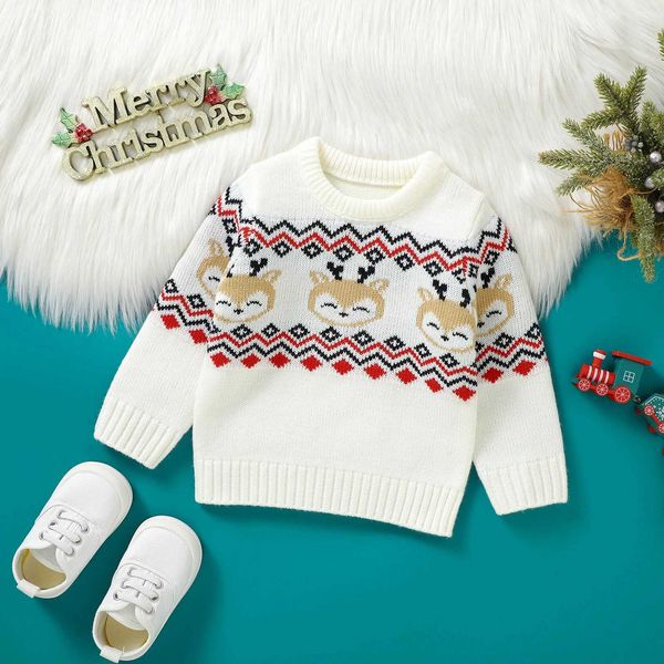 Pulôver de natal infantil bebê suéteres inverno bonito manga longa pulôver criança festival veados impressão roupas crianças camisolas