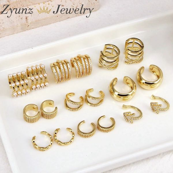 Stud 5 pares vintage zircon cor de ouro orelha manguito não-piercing clipes falsos cartilagem brincos clipe para mulheres homens jóias 231218