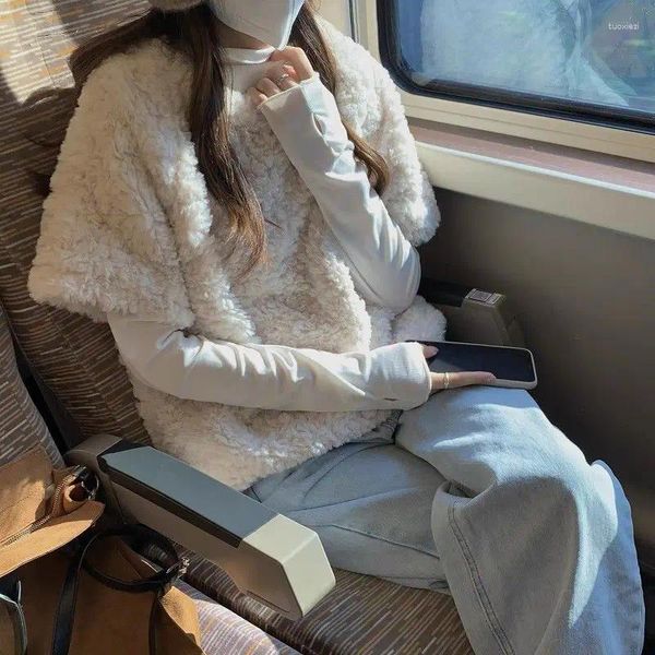 Gilet da donna Korejpaa Gilet caldo Elegante moda coreana Pullover manica corta Gilet Outwear Solido delicato O collo Dolce 2024 Primavera