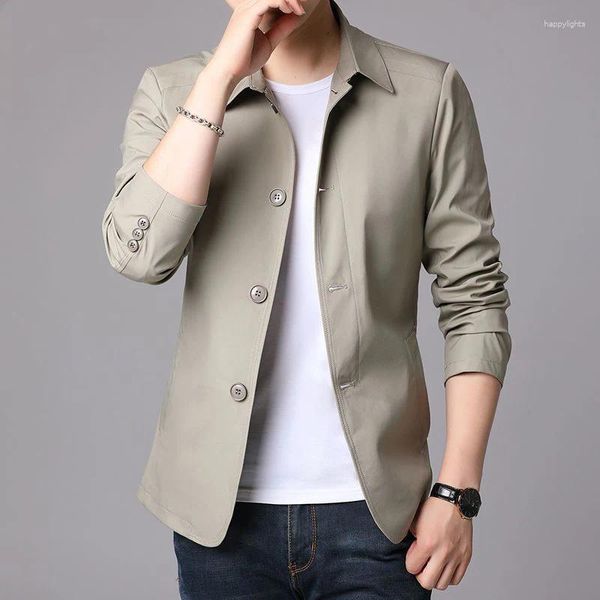 Jaquetas masculinas primavera outono masculino casual moda cor sólida jaqueta hombre manga longa magro all-match botões tops homens cardigan casaco outwear