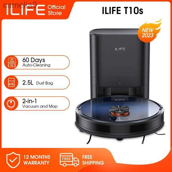 Robot elektrikli süpürgeler ilife t10s elektrikli süpürge robot otomatik boş istasyon 60 gün 2,5L büyük toz torbası uygulaması uzaktan kumanda 3000pa vantall231219