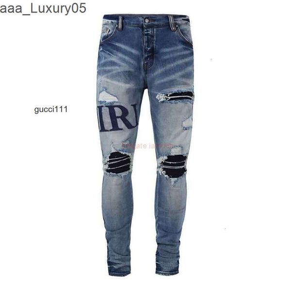 Strappato amari amirl amirlies am amis imiri Distressed amiiri AM Designer Abbigliamento es Jeans Denim Uomo Pantaloni es Store Trend Brand Jeans Skinny Motocycle Biker Rock OBCT