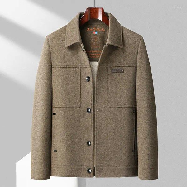 Jaquetas masculinas inverno homens cashmere com forro de lã mistura de lã de ovelha casaco masculino quente roupas de lã inglaterra estilo outerwear 2024