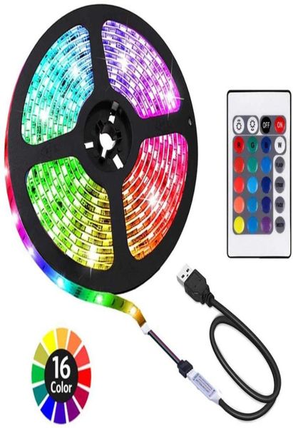 Tiras LED TV Backlight 656ft USB Strip Light RGB Multicolor com controle remoto para laptop Cozinha Espelho Home Lighting3524398