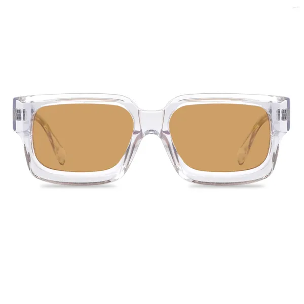 Occhiali da sole Occhiali da sole in acetato polarizzato di lusso Occhiali da sole spessi rettangolari da tè trasparenti Logo personalizzato Occhiali unisex Da Sole