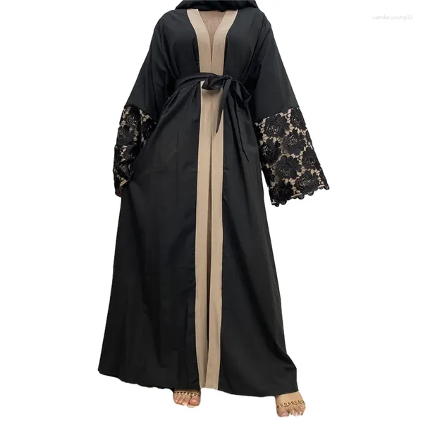 Abbigliamento etnico One Piece Abaya Donna musulmana Arabia Saudita Kuwaiti Turco e Dubai Donna Nero Tradizionale caftano algerino Abbigliamento da donna