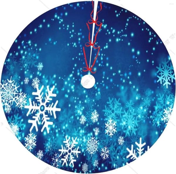 Decorazioni natalizie Fiocco di neve Gonna per albero invernale di Natale blu Tappetino allegro per l'ornamento della casa per le feste dell'anno festivo