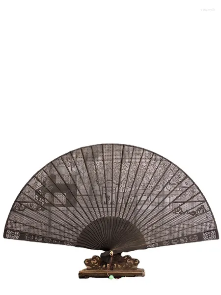 Декоративные фигурки Сучжоу, веер из сандалового дерева, деревянное черное дерево, в китайском стиле, складной, древнее ремесло, продвинутый заказ, ремесло