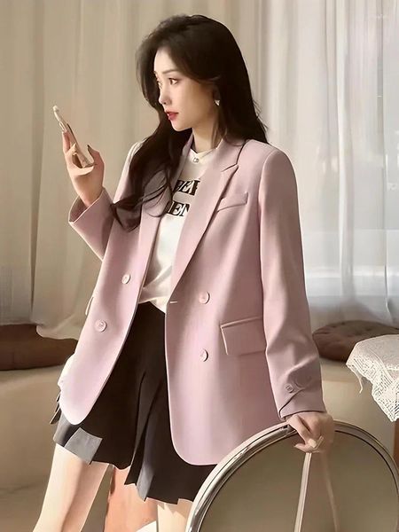 Damenanzüge 2023 Frühling Herbst eingetroffen rosa Blazer Jacke für Frauen koreanischen Stil britischen Casual Design kleine Größe kurze Chic