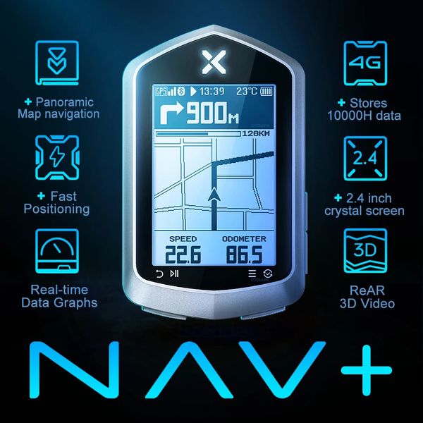 Bisiklet Bilgisayarları Xoss Nav Plus Nav2 2. NAV Bisiklet Bilgisayar GPS Bisiklet Sürme Bisiklet Haritası Güzergah Navigasyon MTB Yol Kablosuz Speedometre Yol Sometresi 231218