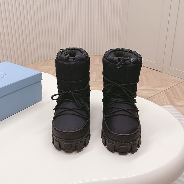 Luxus-Skistiefel, Gabardine-Nylon-Space-Stiefel, Designer-Damen-Schneestiefel, klobiger Gummi-Plateaustiefel, modische, warme Winterstiefeletten C1219