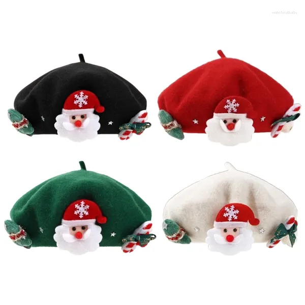 Berets moda tema de natal chapéu meninas mulher sboys boné festival de inverno à prova de vento pintor francês para