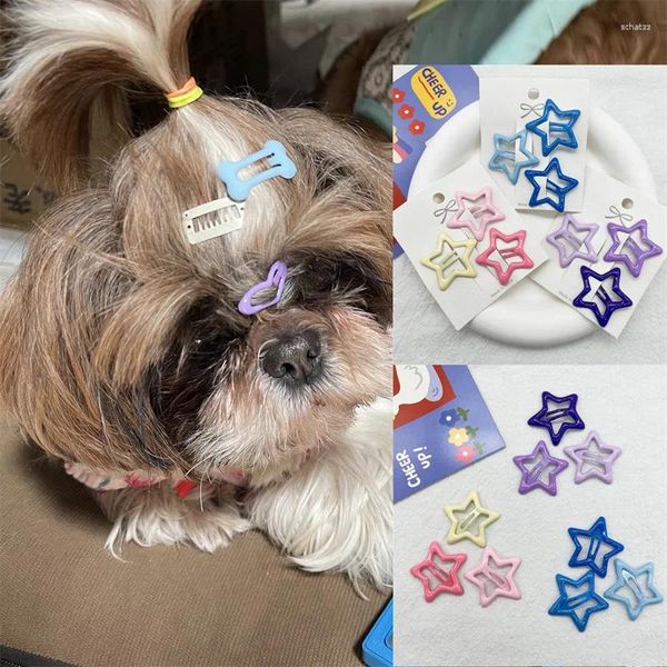 Abbigliamento per cani Fermagli per capelli carini Mini forcina per cuccioli a forma di stelle Articoli per animali domestici multicolori Forniture decorative Accessori