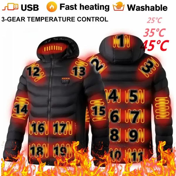 Coletes masculinos 192 áreas homens mulheres jaqueta de aquecimento inverno quente usb jaquetas inteligentes roupas aquecidas à prova d 'água auto camping 231218