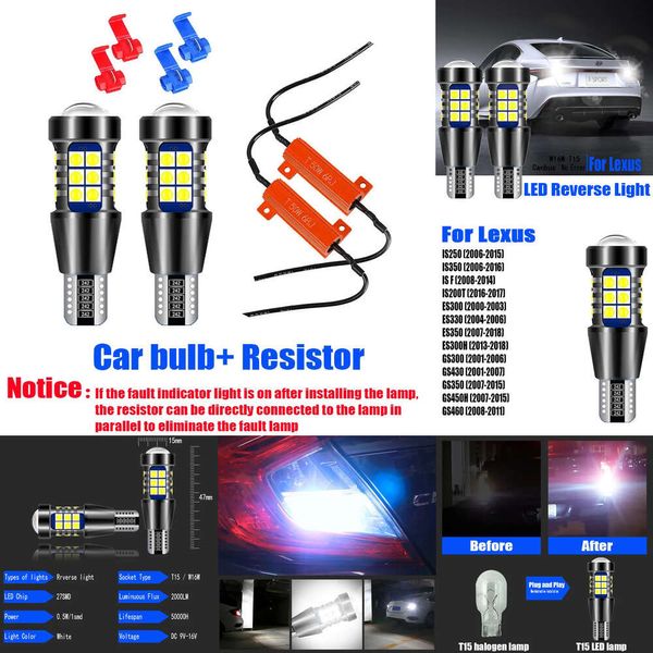 Yeni Dekoratif Işıklar 2 PCS T15 CANBUS LED TERS IŞIK W16W Lexus için IS250 IS350 F IS200T ES300 ES330 ES350 ES300H GS300 GS430 GS350 GS450H GS460